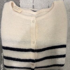 Sezane Gaspard Cardigan in Ecru and Navy Size XS